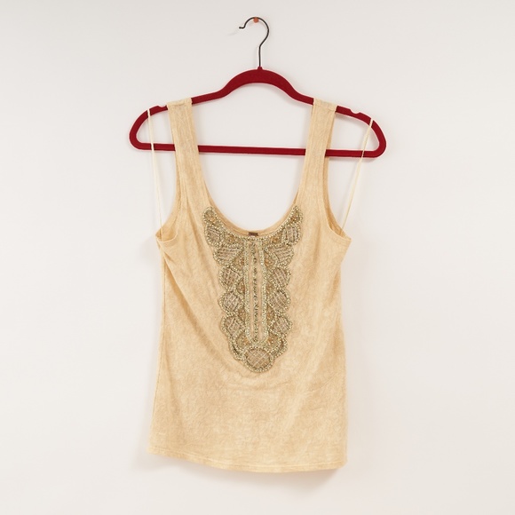 Free People tank Tan and Gold size small - Picture 1 of 2